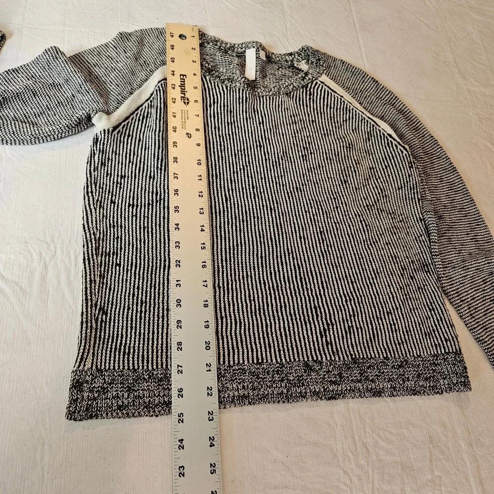 SI-IAE Womens Sweater Long Sleeve‎ Crewneck Striped Black White Larg